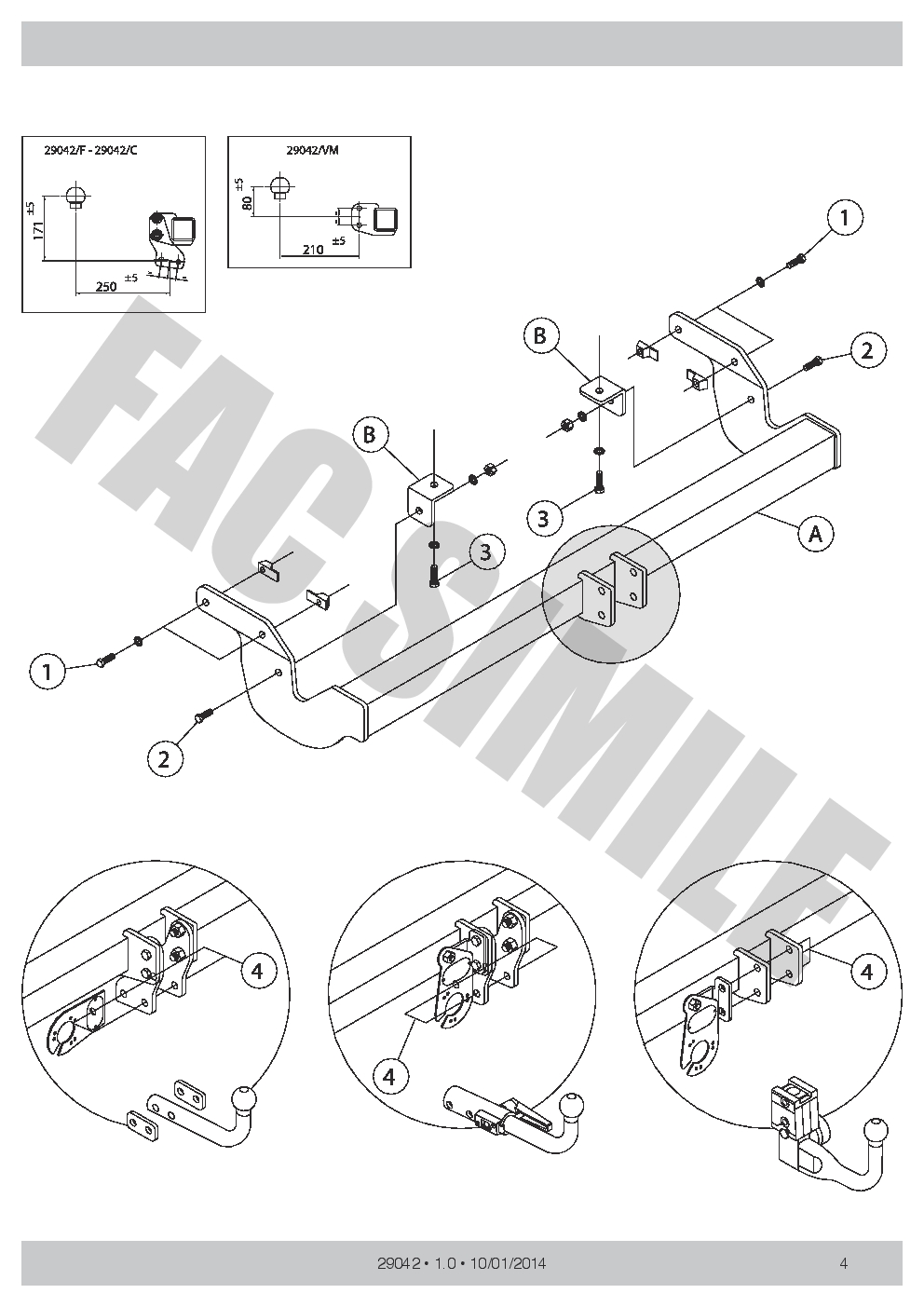 Vertical Detachable Towbar + 7p Wiring for Peugeot 207 Estate 2006 on
